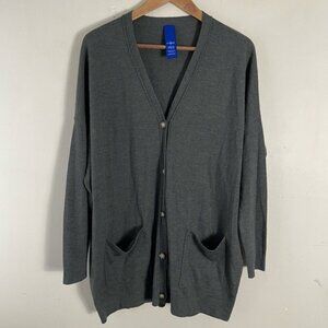KIT & ACE Merino Wool Oversized Slouchy button up Cardigan grey green Size XS/S